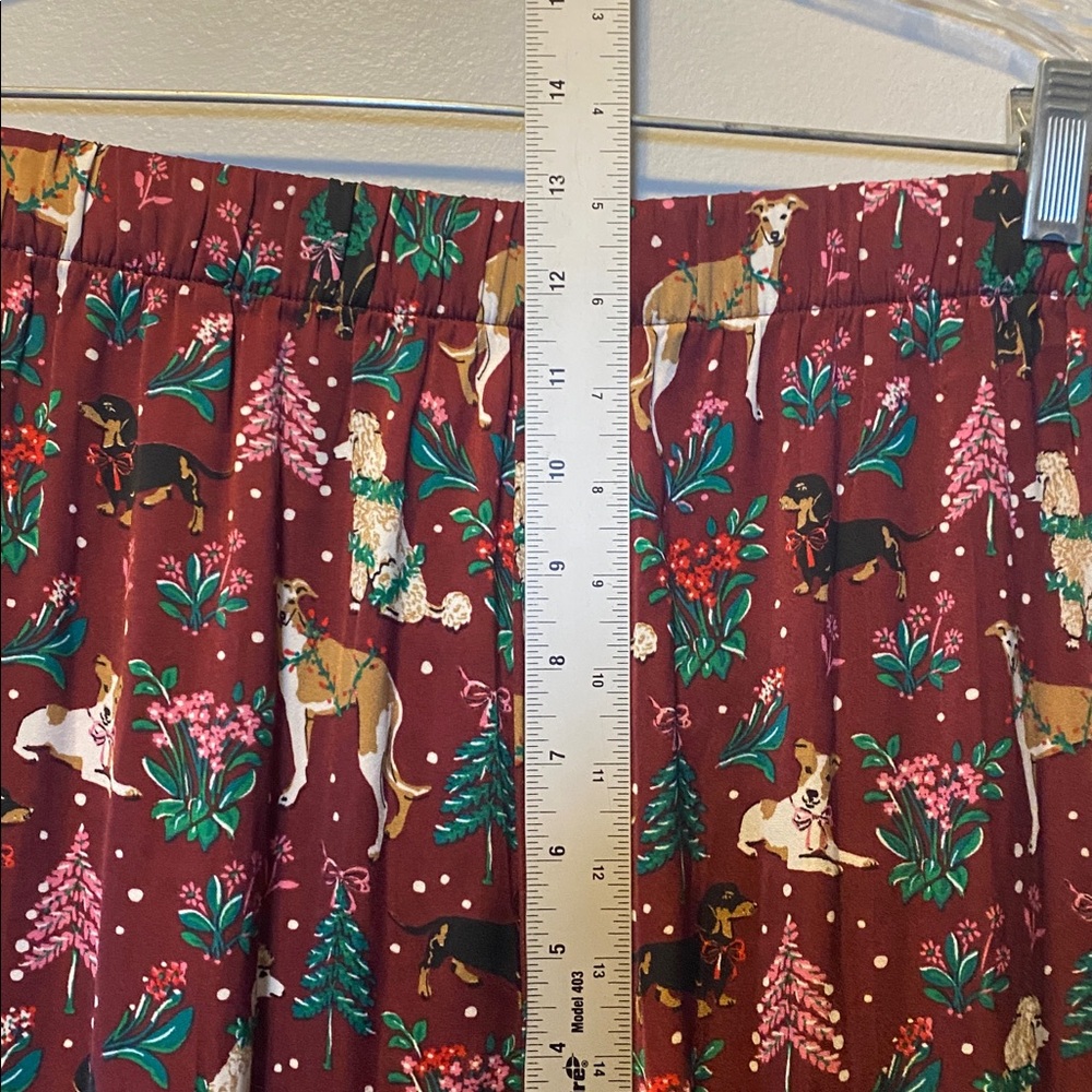 Lands End Pajama Set Women Large Burgundy Holiday Hounds Print Pull On Pant Tank - Picture 9 of 16